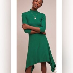 Anthropologie Ribbed Turtleneck Dress | Green | Size Small